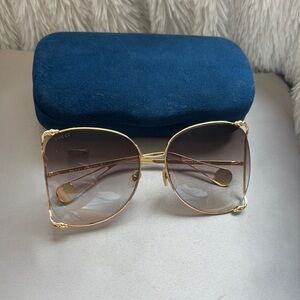 Gucci Gold Oversized Sunglasses with Gradient Lenses